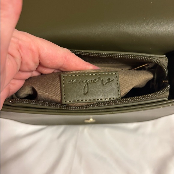 Ampere Olive Green & Blush Pink Saddle Crossbody Bag with Interchangeable Straps - Picture 3 of 7